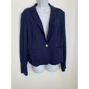 Lauren Ralph Lauren Womens Knit Blazer Viscose Dark Blue Gold Buttons Si…